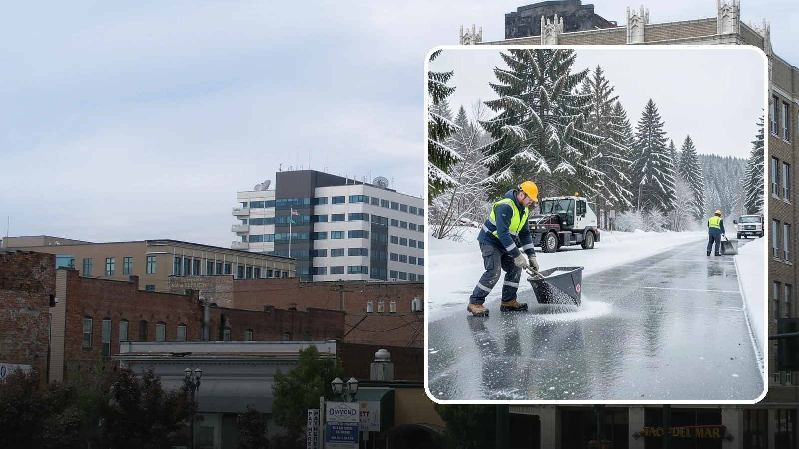 Calcium Chloride Spreading in Everett, Snohomish County, WA - Calcium chloride spreading tackles ice at the sub-freezing temperatures where ordinary rock salt stops working.