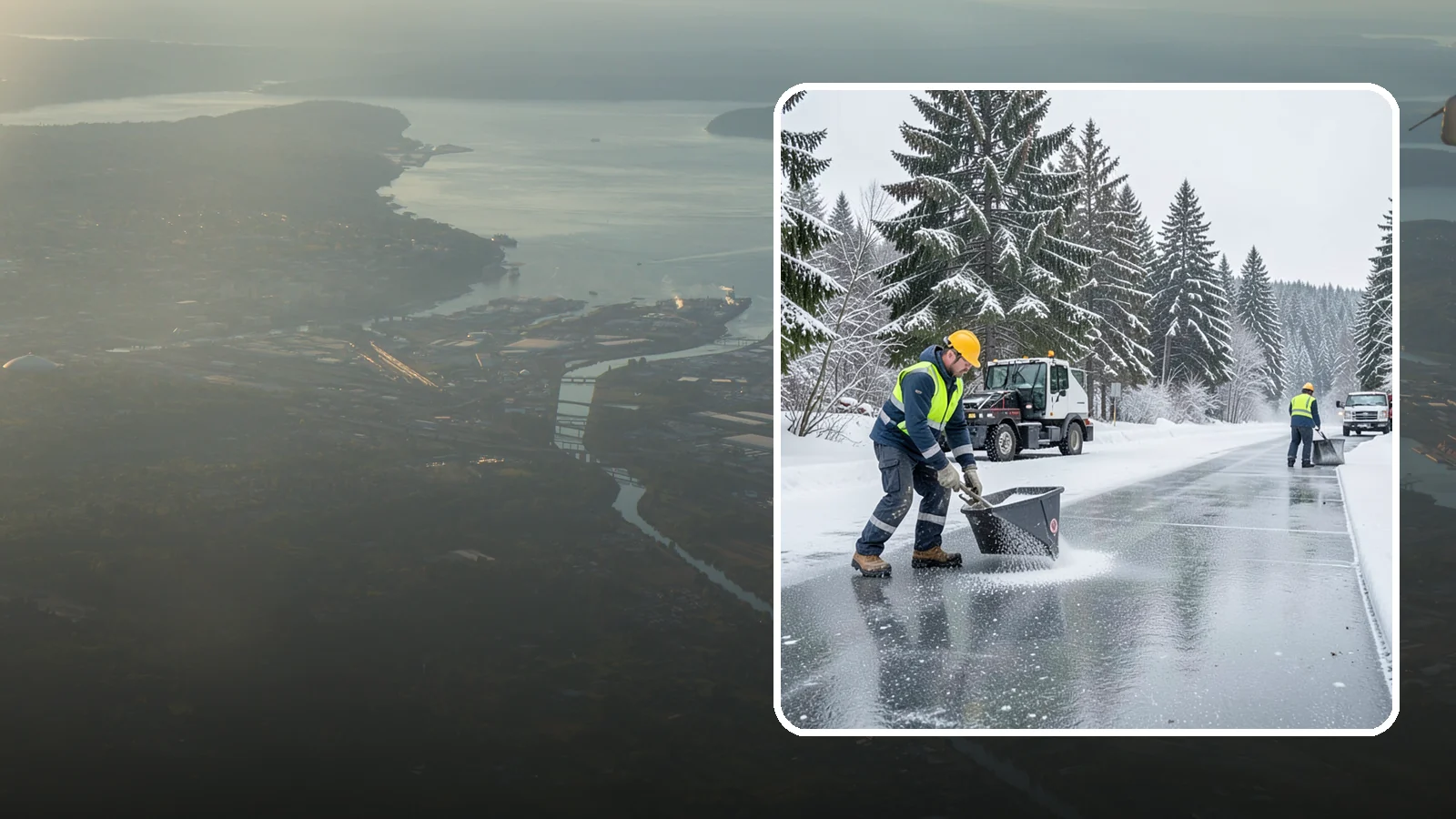 Calcium Chloride Spreading in Fife, Pierce County, WA - Calcium chloride spreading tackles ice at the sub-freezing temperatures where ordinary rock salt stops working.