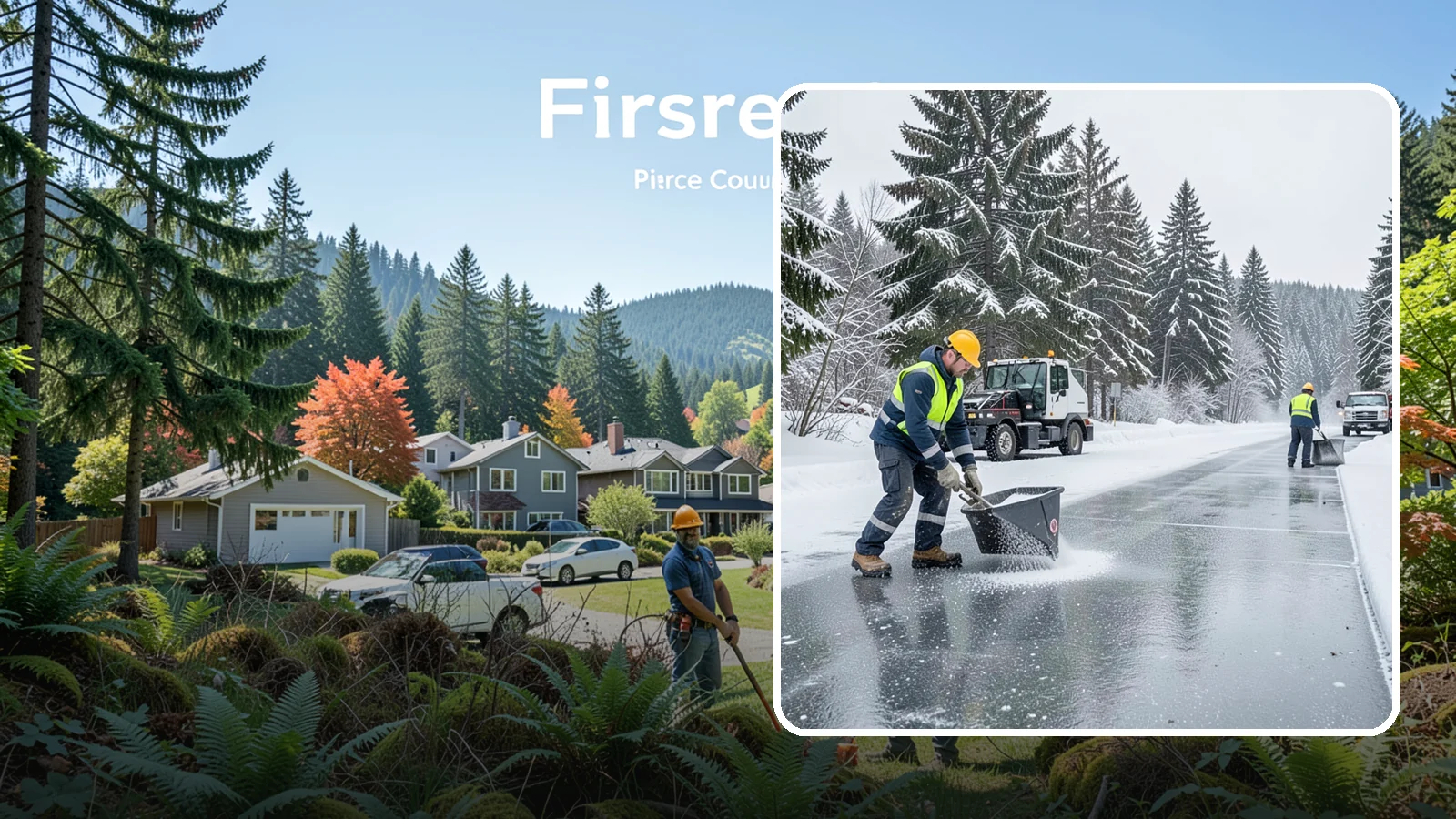 Calcium Chloride Spreading in Fircrest, Pierce County, WA - Calcium chloride spreading tackles ice at the sub-freezing temperatures where ordinary rock salt stops working.