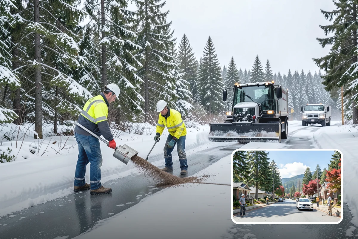 Calcium Chloride Spreading in Hunts Point, King County, WA - Stays active down into the single digits when rock salt fails
