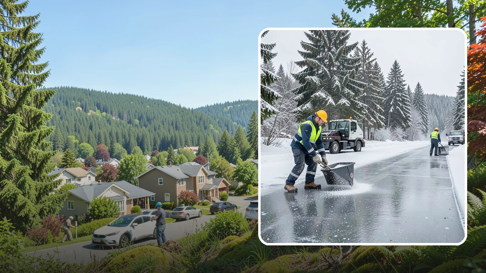 Calcium Chloride Spreading in Index, Snohomish County, WA - Calcium chloride spreading tackles ice at the sub-freezing temperatures where ordinary rock salt stops working.