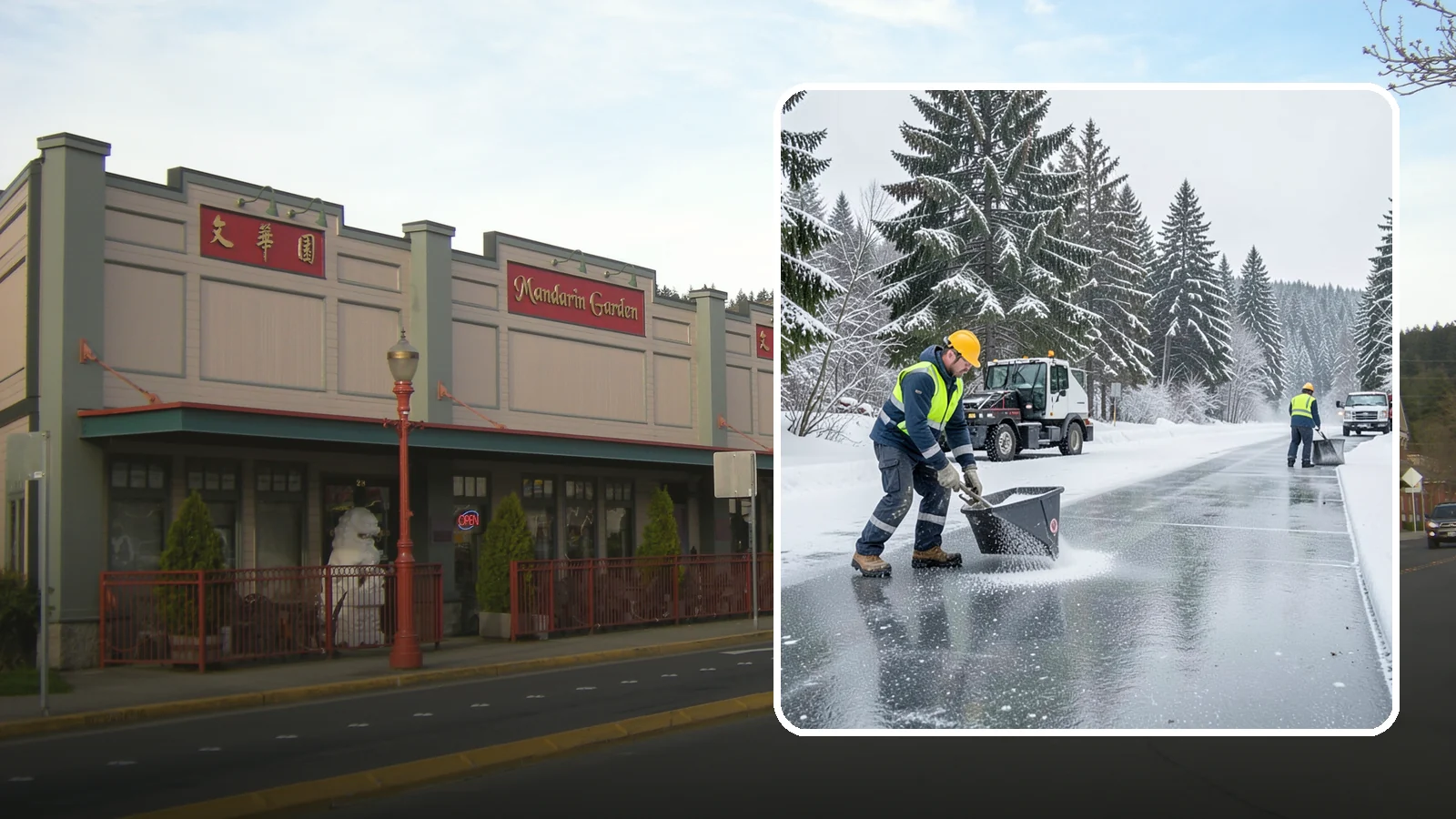 Calcium Chloride Spreading in Issaquah, King County, WA - Calcium chloride spreading tackles ice at the sub-freezing temperatures where ordinary rock salt stops working.