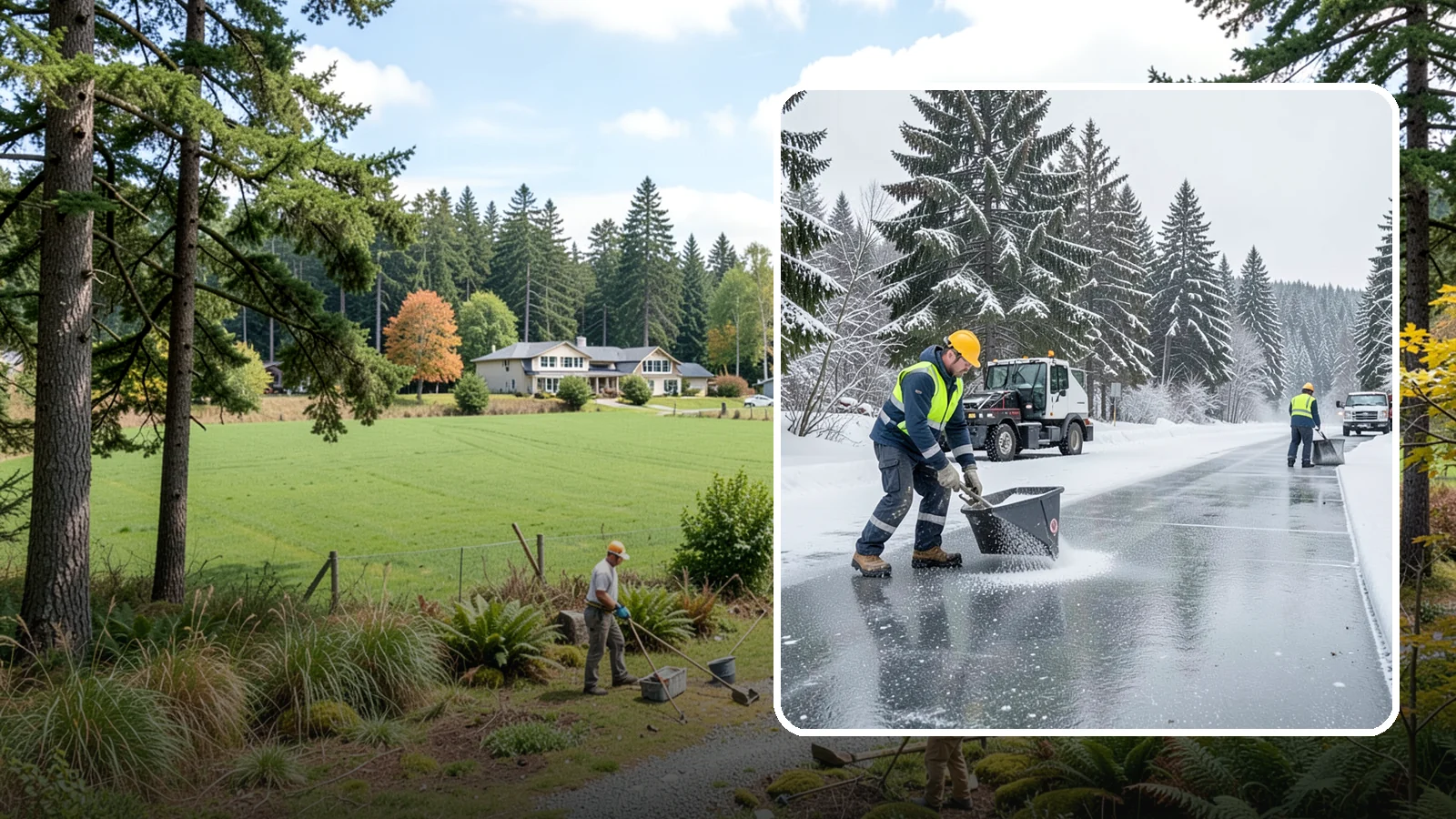 Calcium Chloride Spreading in Lyman, Skagit County, WA - Calcium chloride spreading tackles ice at the sub-freezing temperatures where ordinary rock salt stops working.