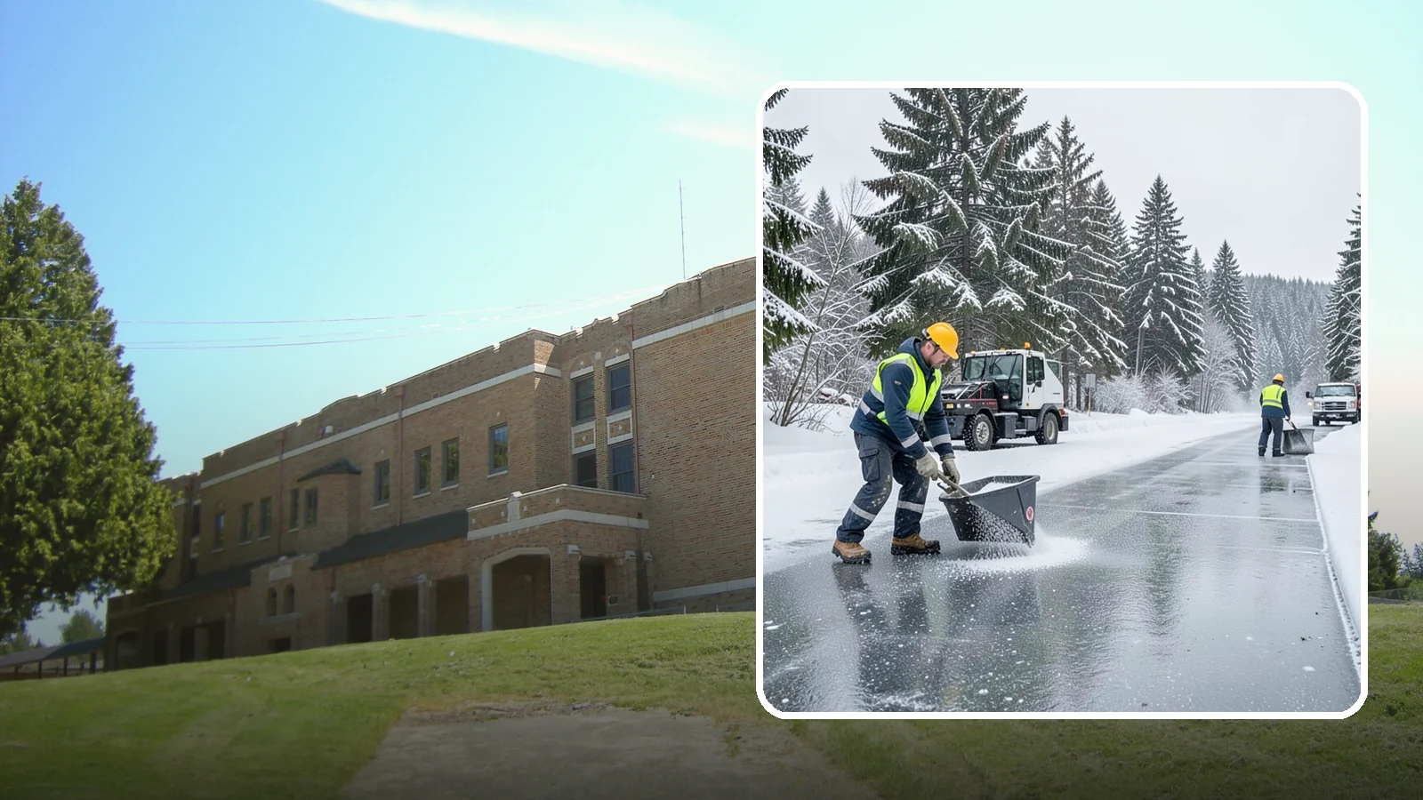 Calcium Chloride Spreading in Maple Valley, King County, WA - Calcium chloride spreading tackles ice at the sub-freezing temperatures where ordinary rock salt stops working.