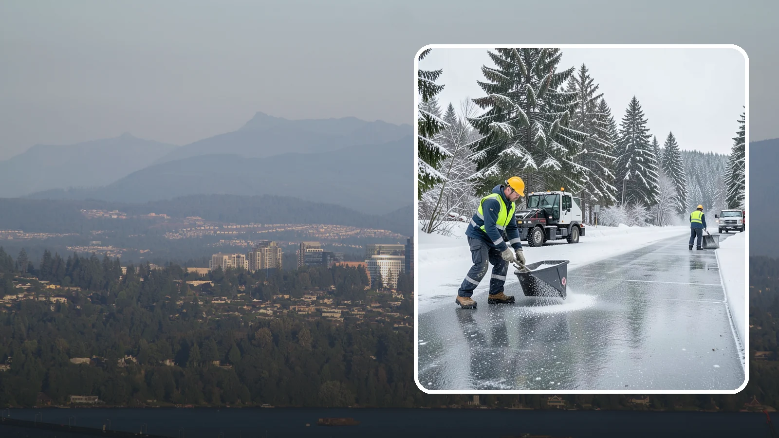 Calcium Chloride Spreading in Medina, King County, WA - Calcium chloride spreading tackles ice at the sub-freezing temperatures where ordinary rock salt stops working.