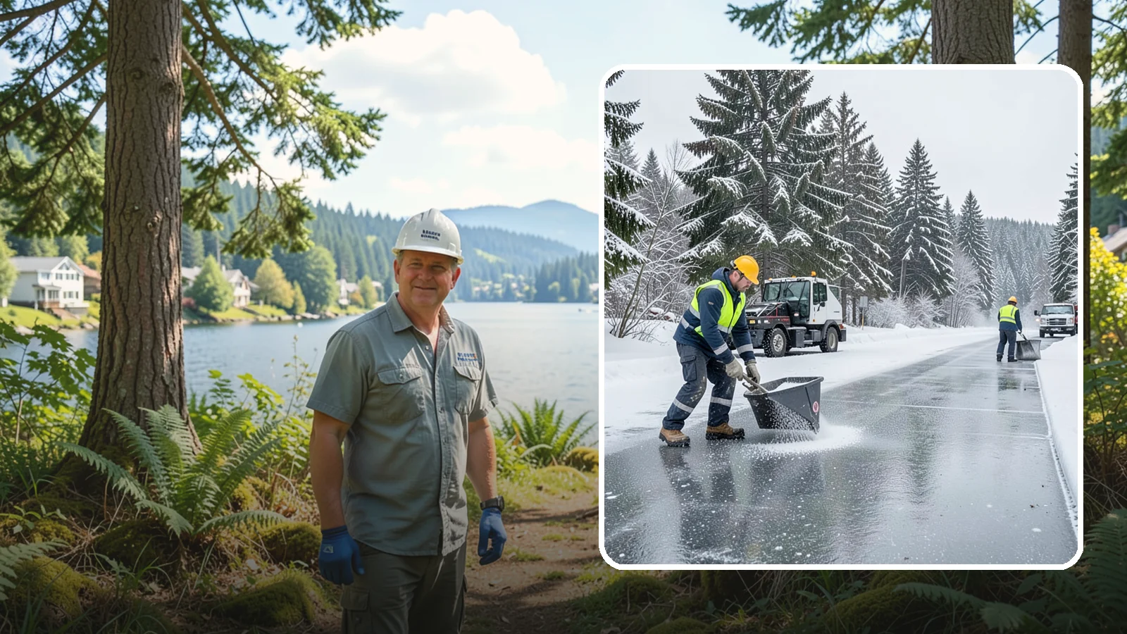 Calcium Chloride Spreading in Milton, King County, WA - Calcium chloride spreading tackles ice at the sub-freezing temperatures where ordinary rock salt stops working.