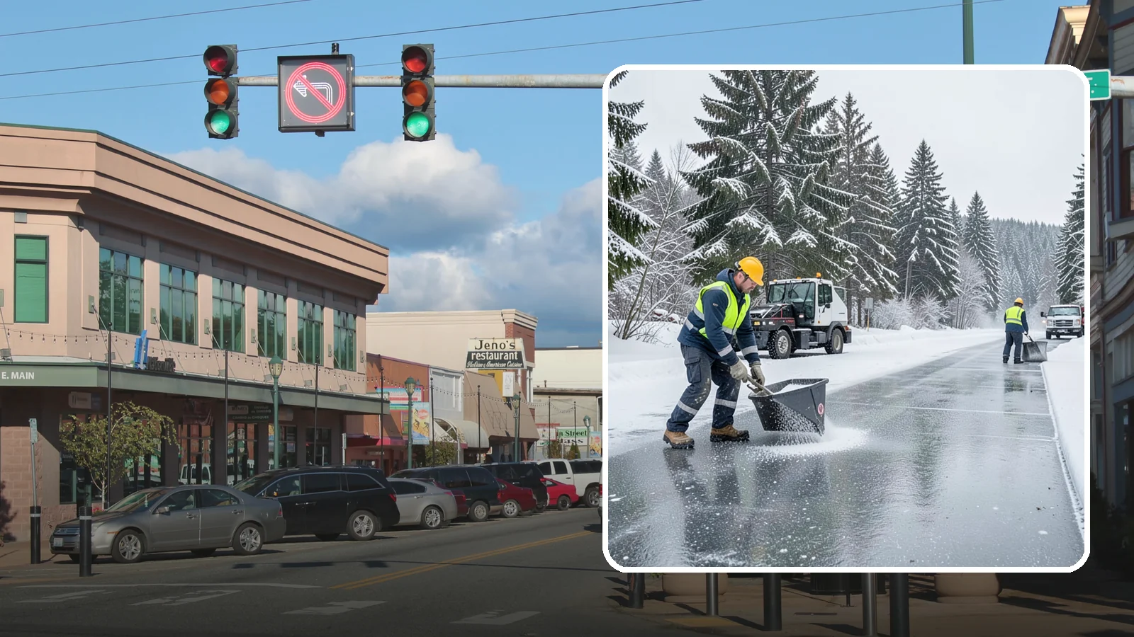 Calcium Chloride Spreading in Monroe, Snohomish County, WA - Calcium chloride spreading tackles ice at the sub-freezing temperatures where ordinary rock salt stops working.