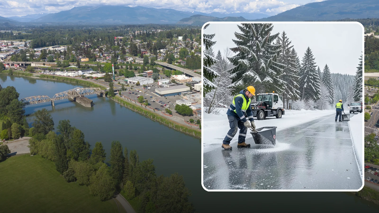 Calcium Chloride Spreading in Mount Vernon, Skagit County, WA - Calcium chloride spreading tackles ice at the sub-freezing temperatures where ordinary rock salt stops working.