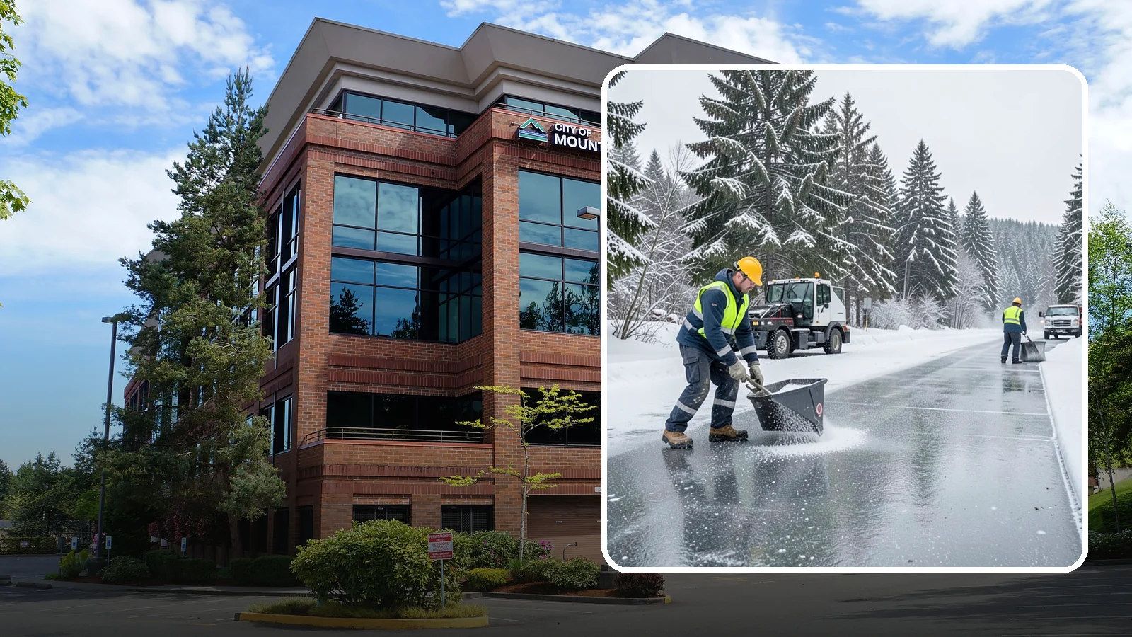 Calcium Chloride Spreading in Mountlake Terrace, Snohomish County, WA - Calcium chloride spreading tackles ice at the sub-freezing temperatures where ordinary rock salt stops working.