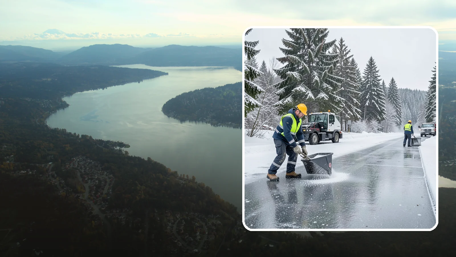 Calcium Chloride Spreading in Sammamish, King County, WA - Calcium chloride spreading tackles ice at the sub-freezing temperatures where ordinary rock salt stops working.