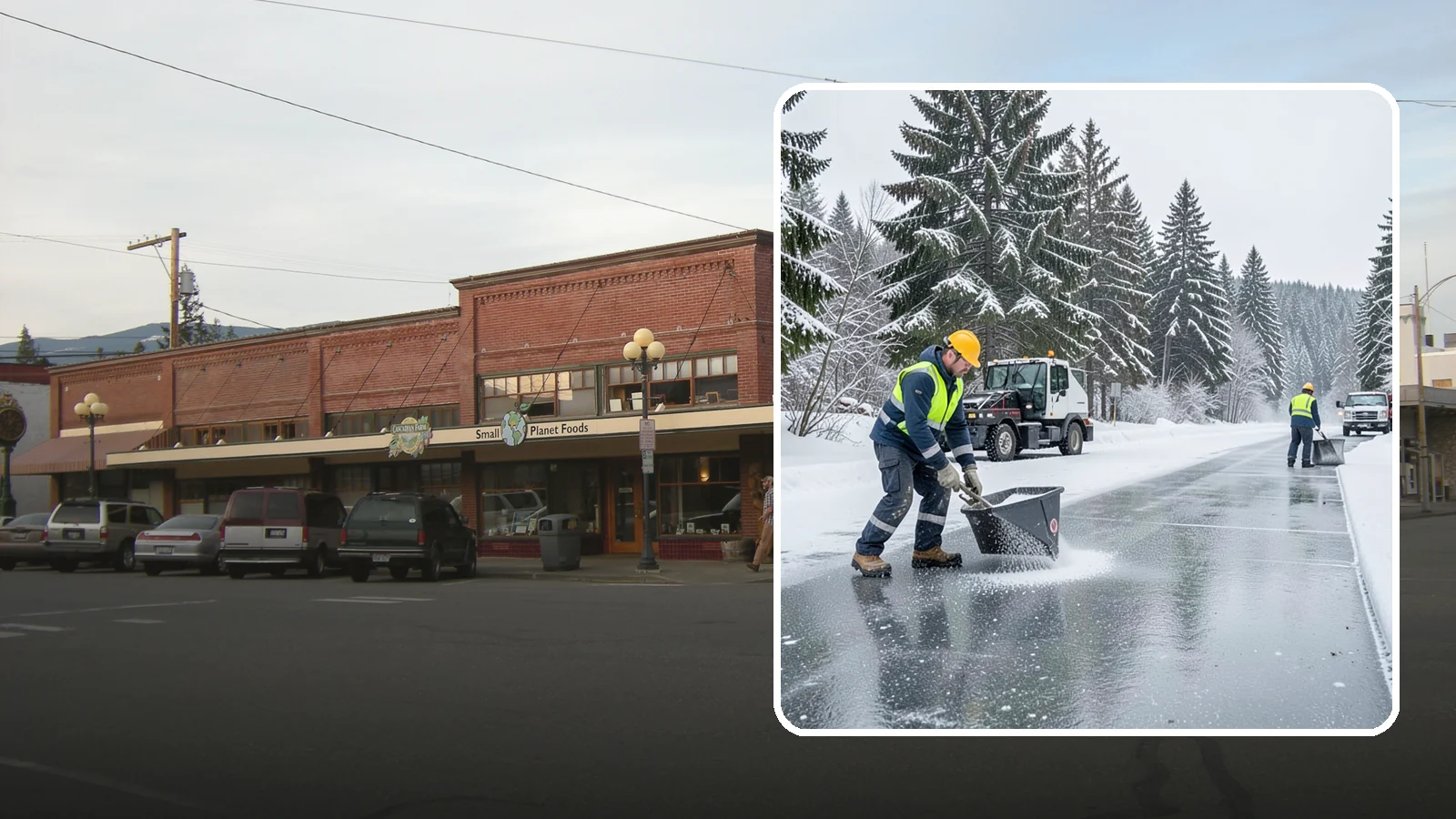 Calcium Chloride Spreading in Sedro-Woolley, Skagit County, WA - Calcium chloride spreading tackles ice at the sub-freezing temperatures where ordinary rock salt stops working.