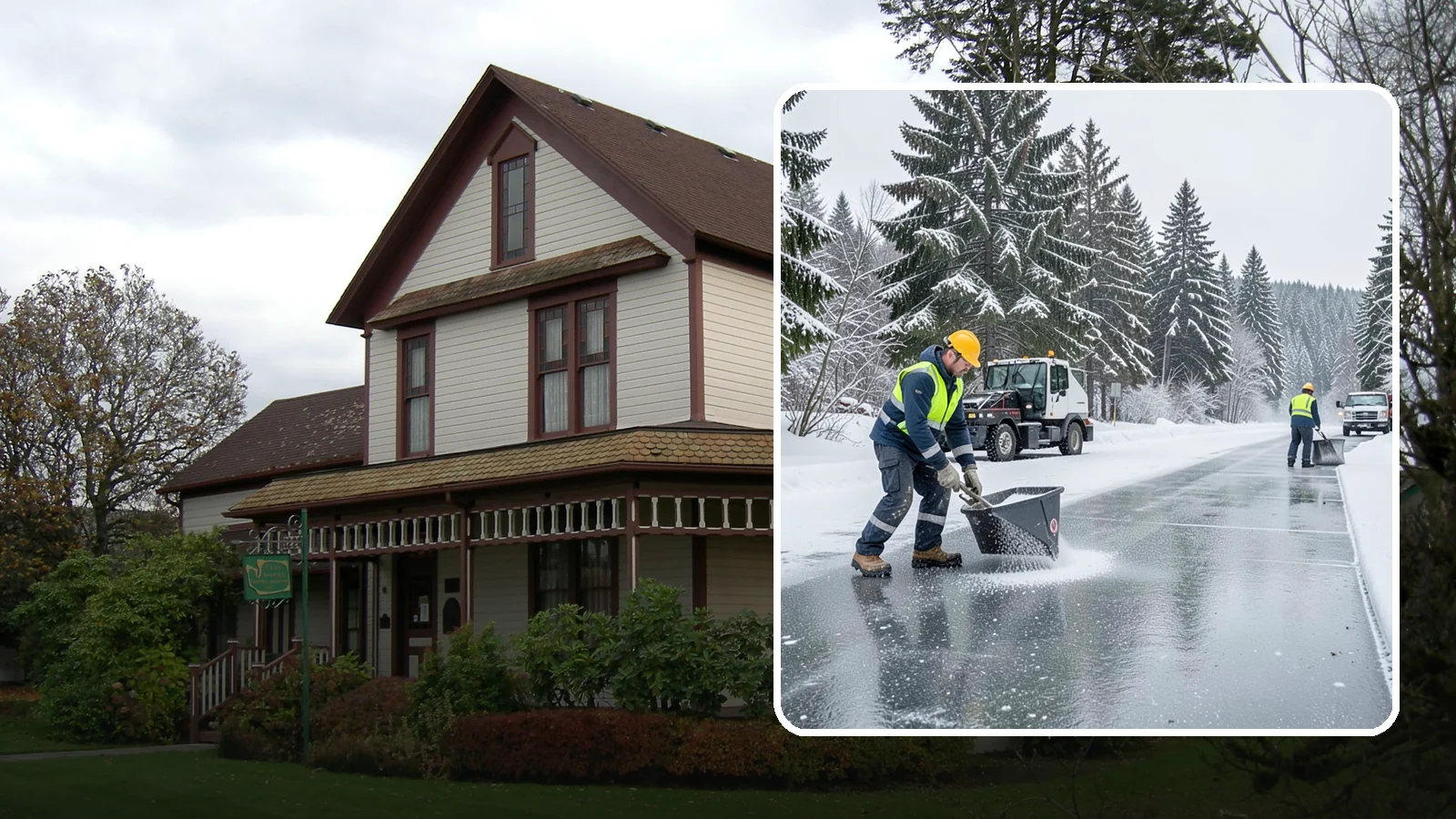 Calcium Chloride Spreading in Sumner, Pierce County, WA - Calcium chloride spreading tackles ice at the sub-freezing temperatures where ordinary rock salt stops working.