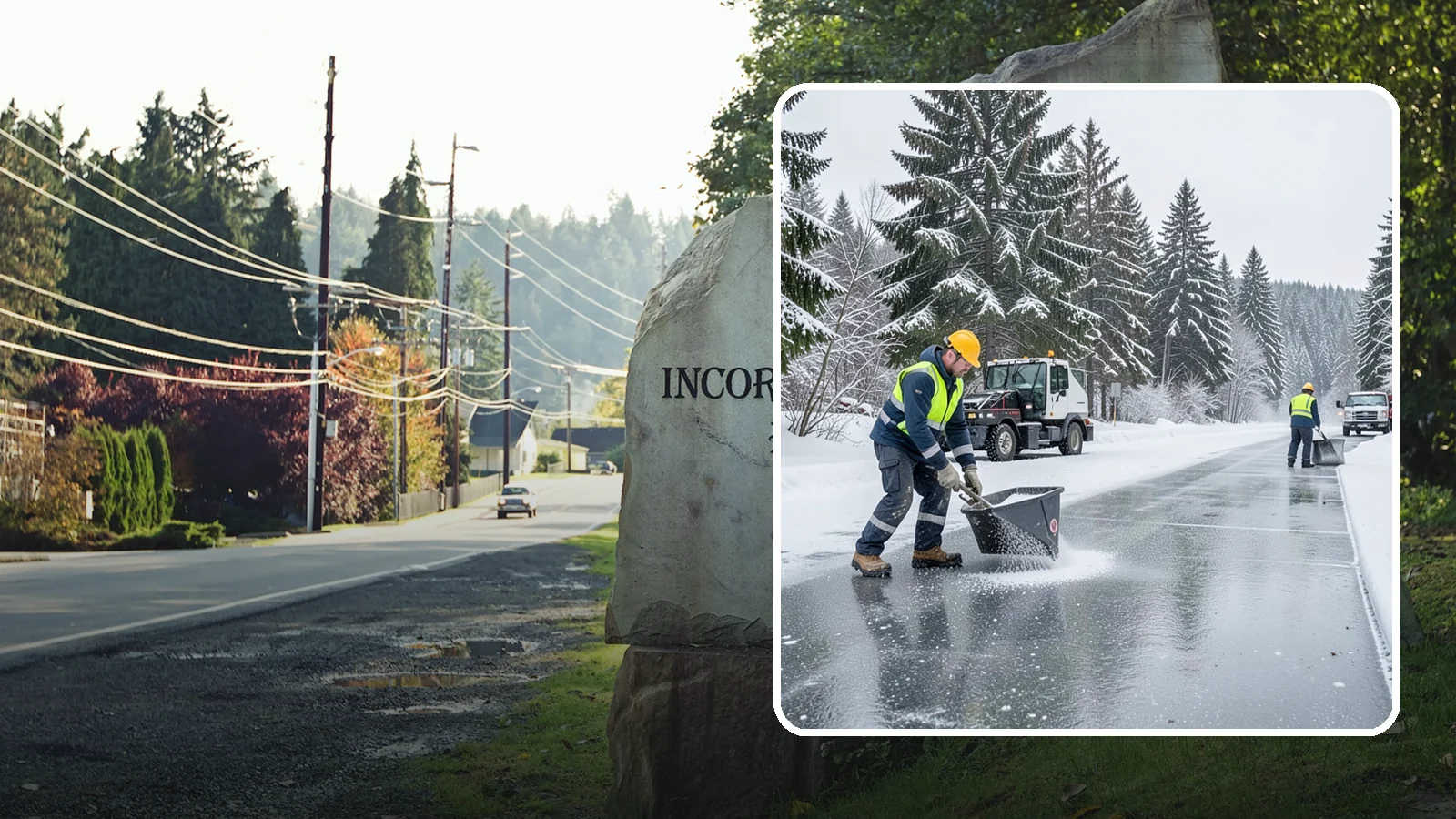 Calcium Chloride Spreading in Wilkeson, Pierce County, WA - Calcium chloride spreading tackles ice at the sub-freezing temperatures where ordinary rock salt stops working.