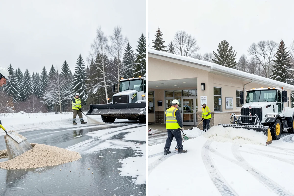 Car Dealership Deicing in Clyde Hill, King County, WA - Map showroom entrances, service drive, and lot walkways
