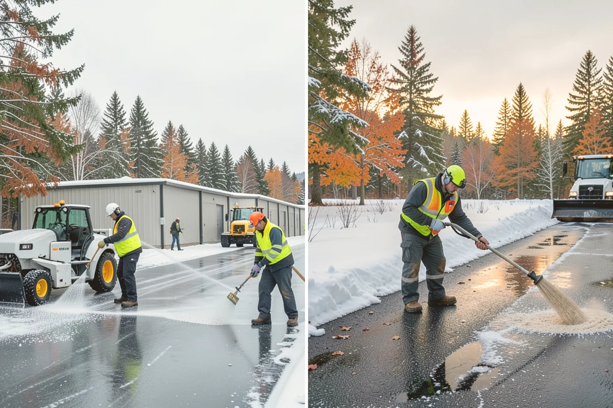 Car Dealership Deicing in Eatonville, Pierce County, WA - Map showroom entrances, service drive, and lot walkways
