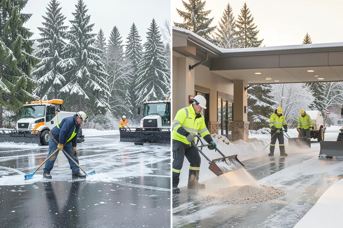 Car Dealership Deicing in Mercer Island, King County, WA - Map showroom entrances, service drive, and lot walkways