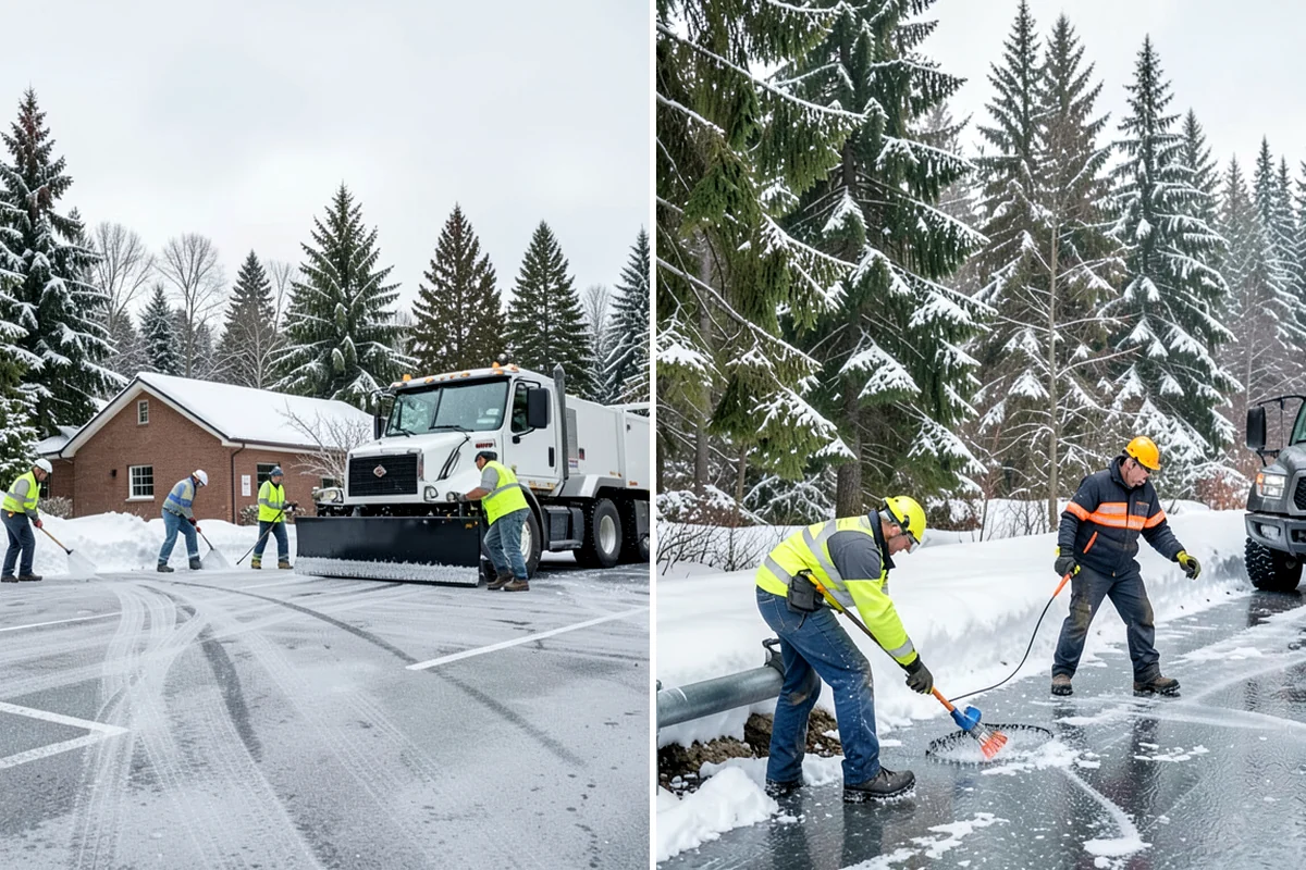 Car Dealership Deicing in Pacific, King County, WA - Map showroom entrances, service drive, and lot walkways