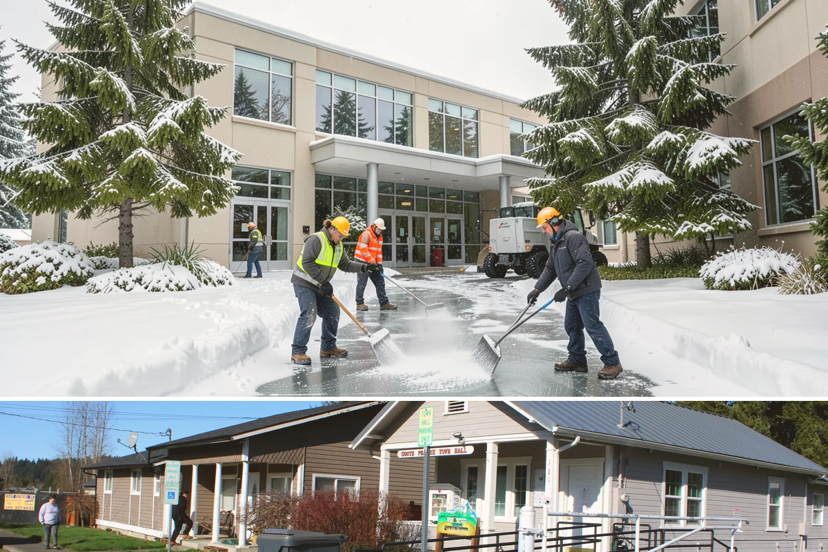 Car Dealership Deicing in South Prairie, Pierce County, WA - Service covers the winter season, with readiness on the freezing-rain days that keep both showroom and service-drive traffic...