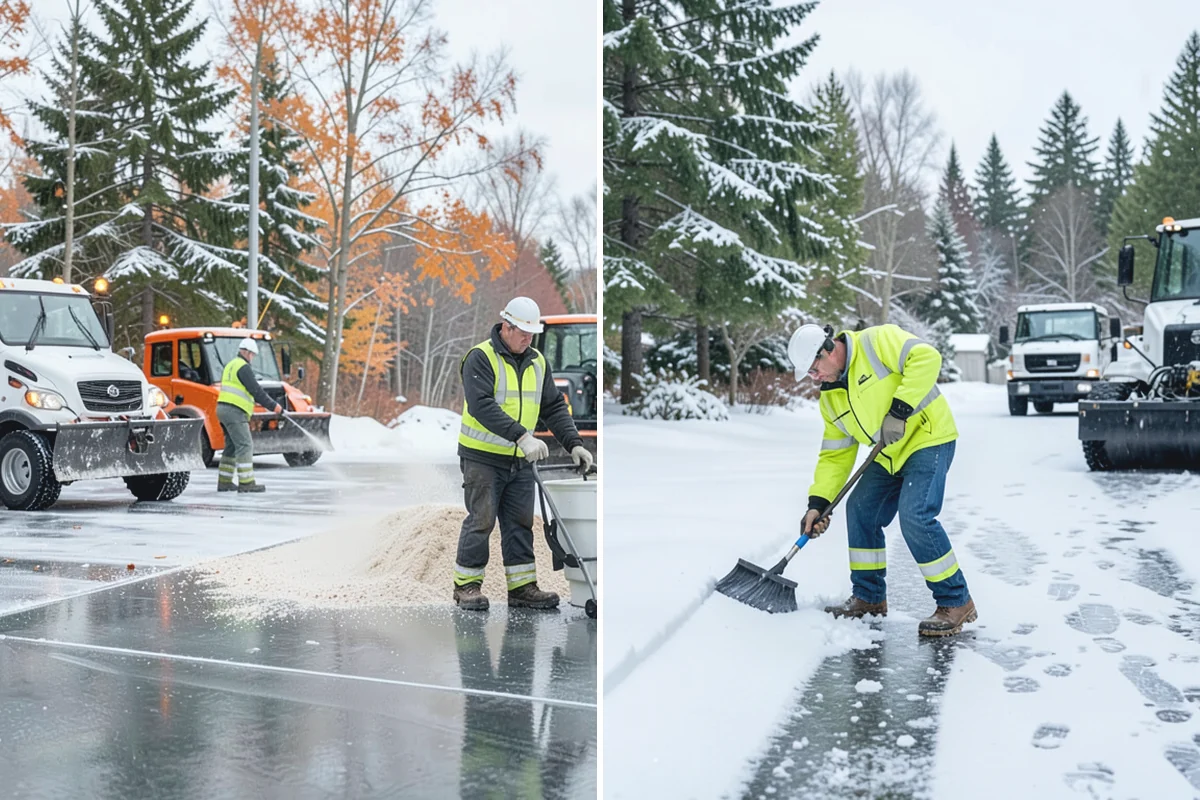 Car Dealership Deicing in Wilkeson, Pierce County, WA - Map showroom entrances, service drive, and lot walkways