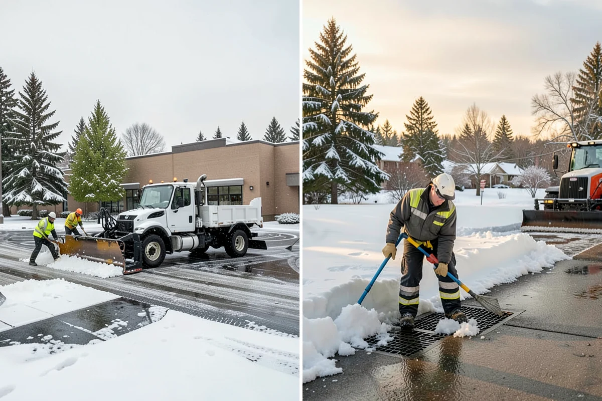 Car Dealership Parking Lot Snow Removal in Arlington, Snohomish County, WA - Map customer parking, display rows, and the service drive