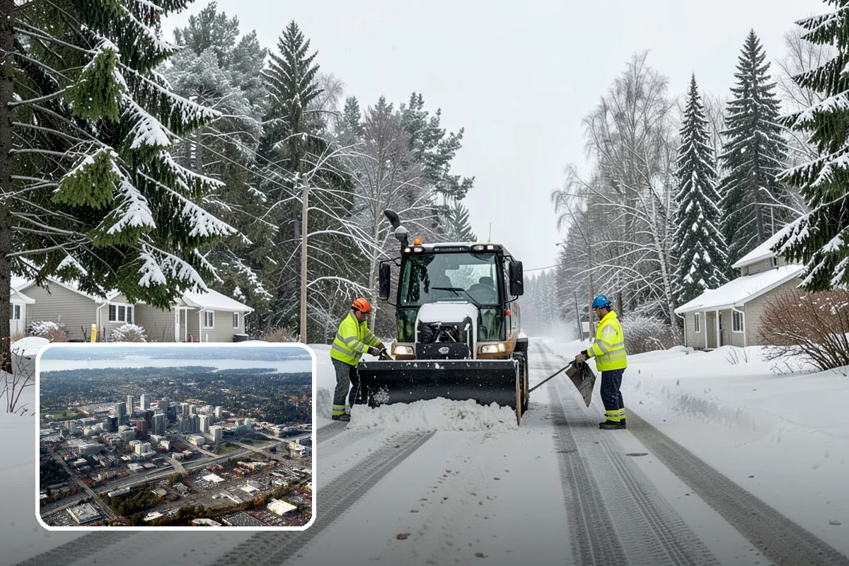 Car Dealership Parking Lot Snow Removal in Bellevue, King County, WA - Customer parking, showroom, and service drives stay open