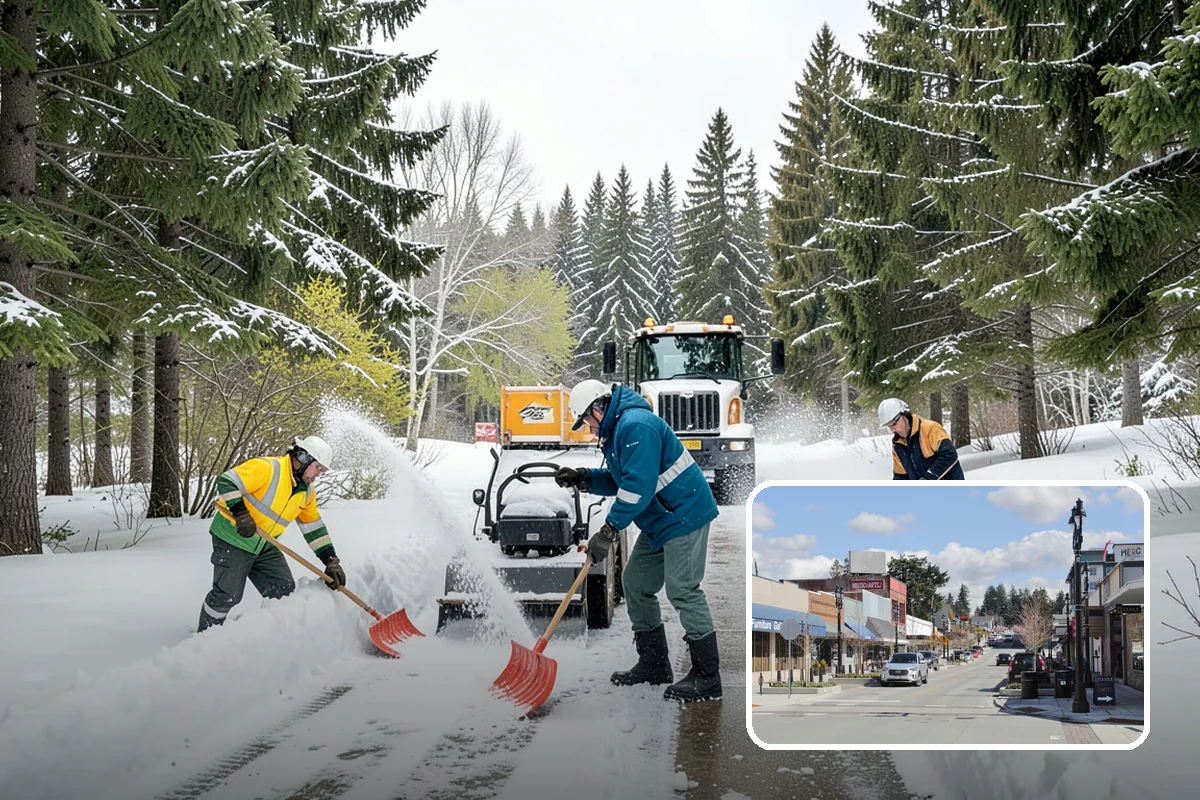 Car Dealership Parking Lot Snow Removal in Bothell, King County, WA - Customer parking, showroom, and service drives stay open