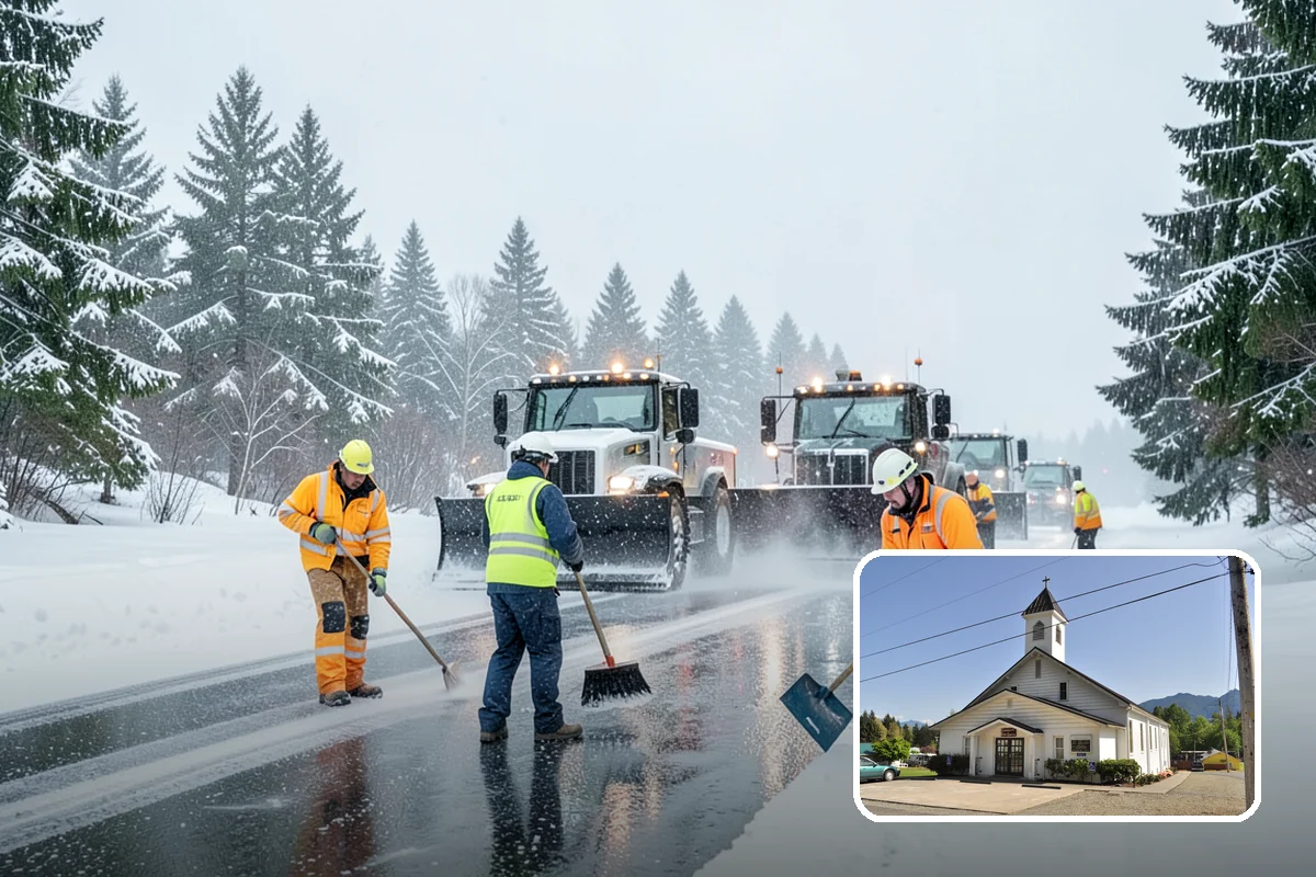 Car Dealership Parking Lot Snow Removal in Concrete, Skagit County, WA - Customer parking, showroom, and service drives stay open