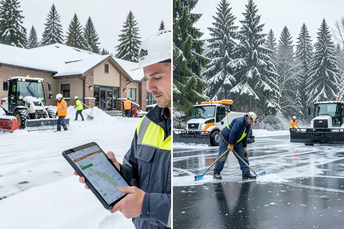 Car Dealership Parking Lot Snow Removal in DuPont, Pierce County, WA - Map customer parking, display rows, and the service drive