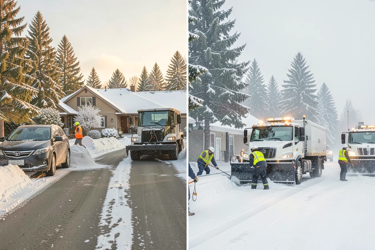 Car Dealership Parking Lot Snow Removal in Eatonville, Pierce County, WA - Map customer parking, display rows, and the service drive