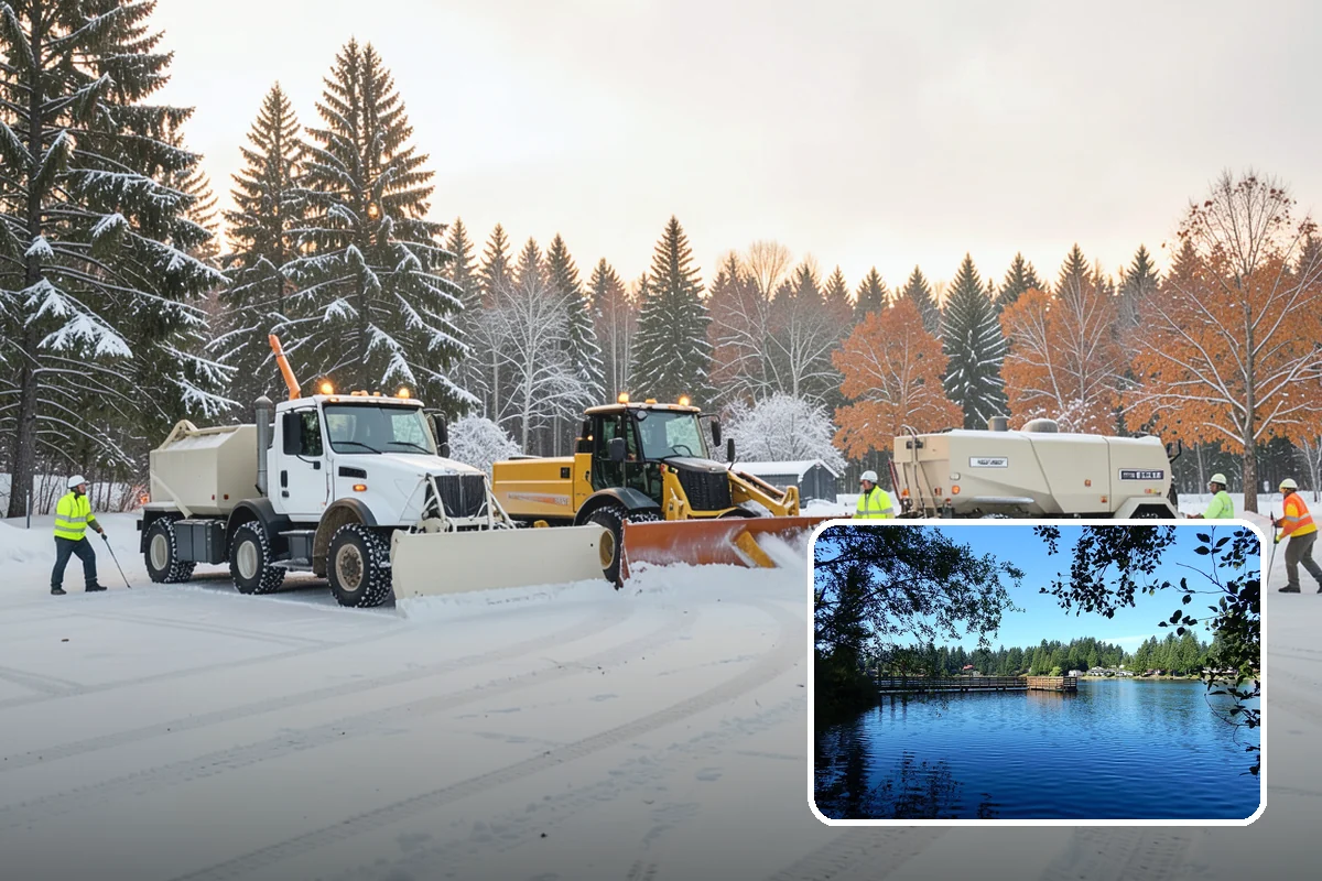 Car Dealership Parking Lot Snow Removal in Federal Way, King County, WA - Customer parking, showroom, and service drives stay open