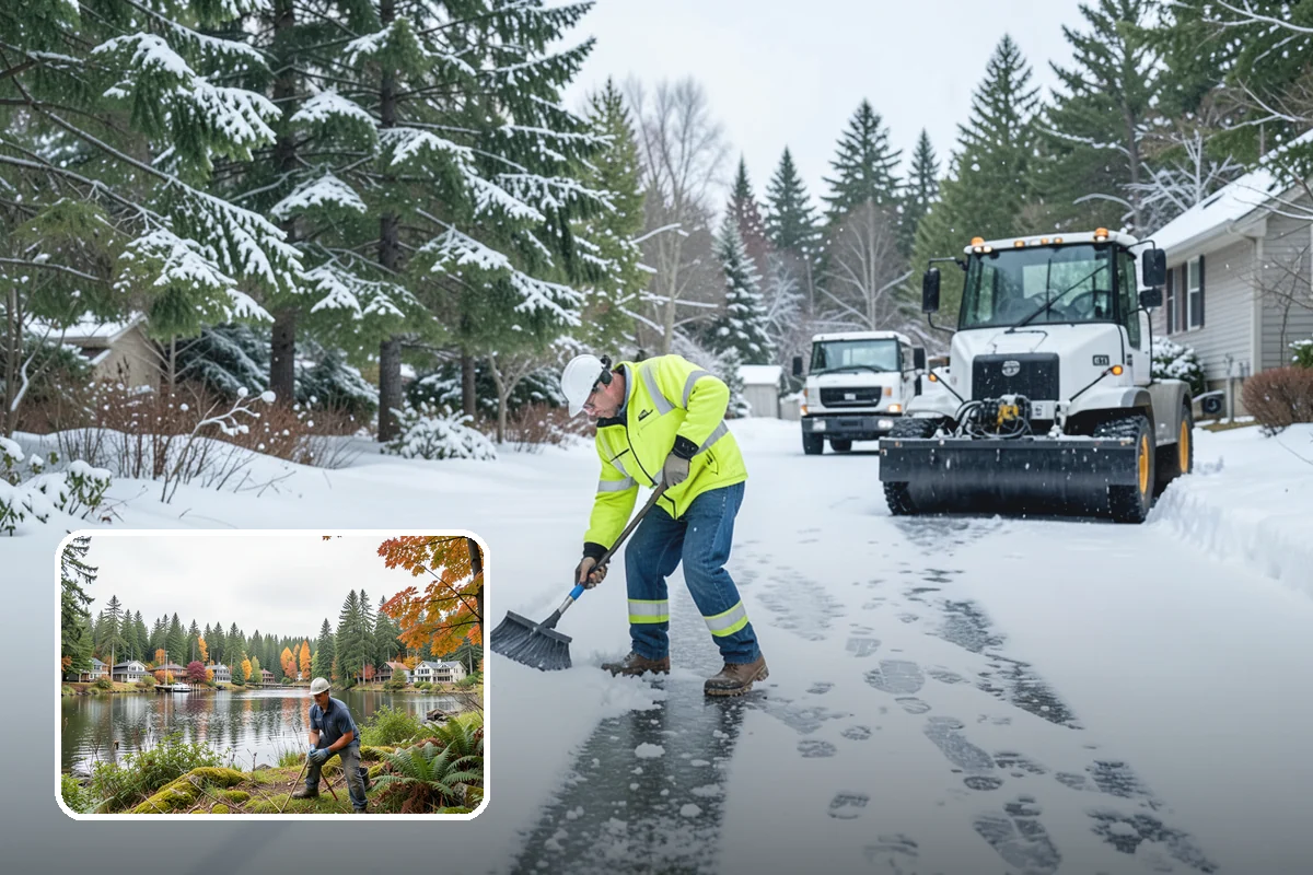 Car Dealership Parking Lot Snow Removal in La Conner, Skagit County, WA - Customer parking, showroom, and service drives stay open
