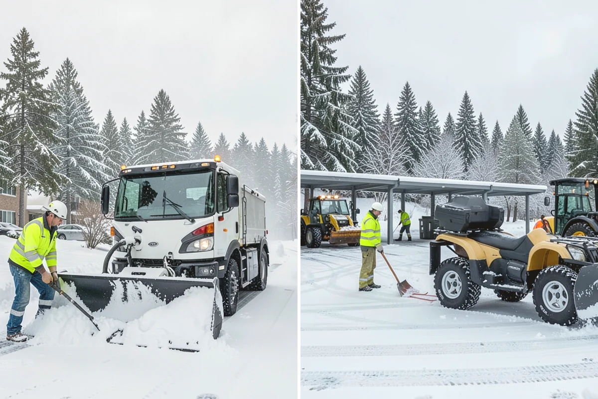 Car Dealership Parking Lot Snow Removal in La Conner, Skagit County, WA - Map customer parking, display rows, and the service drive