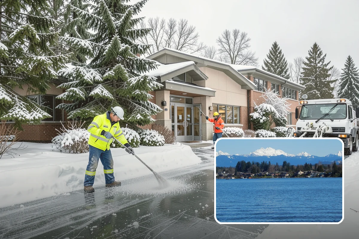 Car Dealership Parking Lot Snow Removal in Lake Stevens, Snohomish County, WA - Customer parking, showroom, and service drives stay open