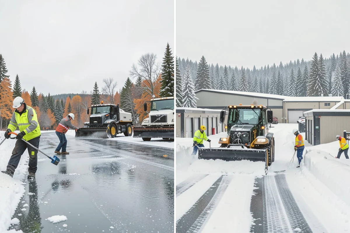 Car Dealership Parking Lot Snow Removal in Langley, Island County, WA - Map customer parking, display rows, and the service drive