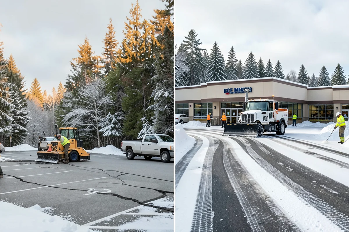 Car Dealership Parking Lot Snow Removal in Maple Valley, King County, WA - Map customer parking, display rows, and the service drive