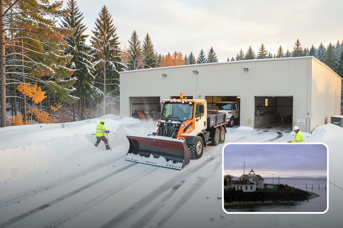 Car Dealership Parking Lot Snow Removal in Mukilteo, Snohomish County, WA - Customer parking, showroom, and service drives stay open
