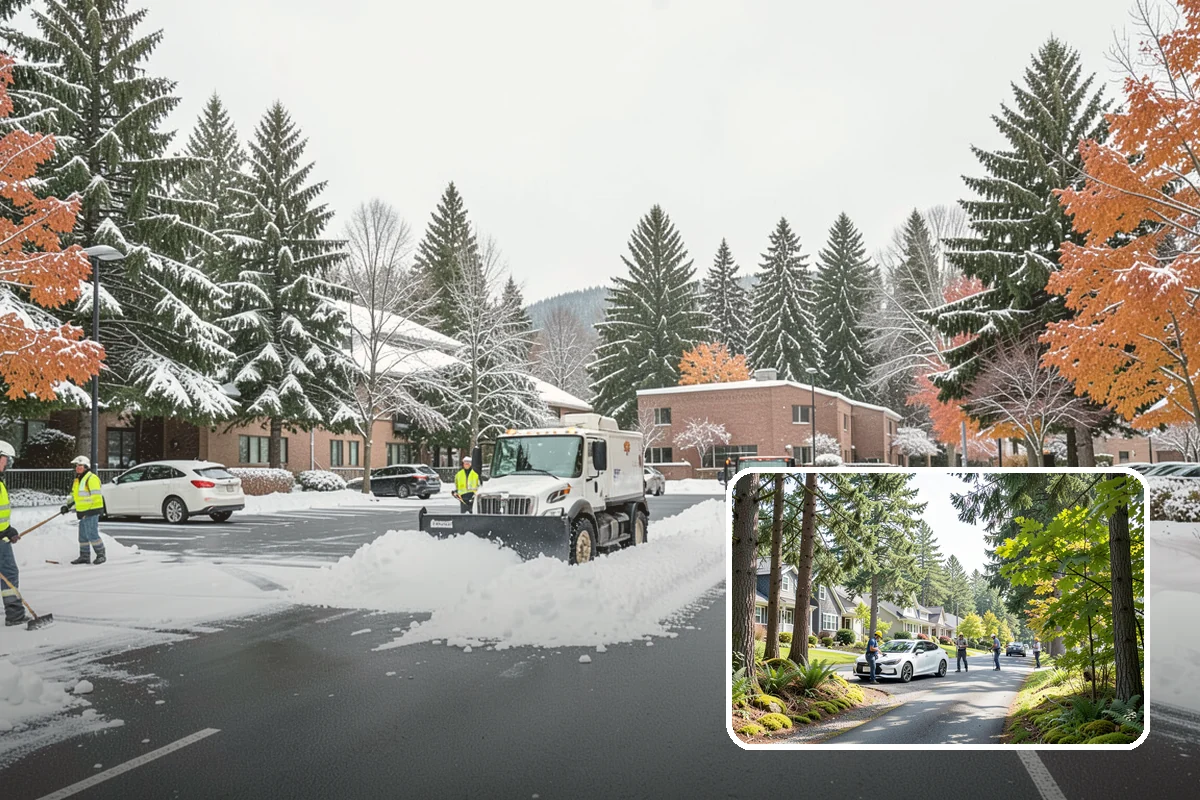 Car Dealership Parking Lot Snow Removal in Normandy Park, King County, WA - Customer parking, showroom, and service drives stay open