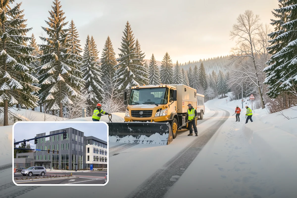 Car Dealership Parking Lot Snow Removal in Shoreline, King County, WA - Customer parking, showroom, and service drives stay open