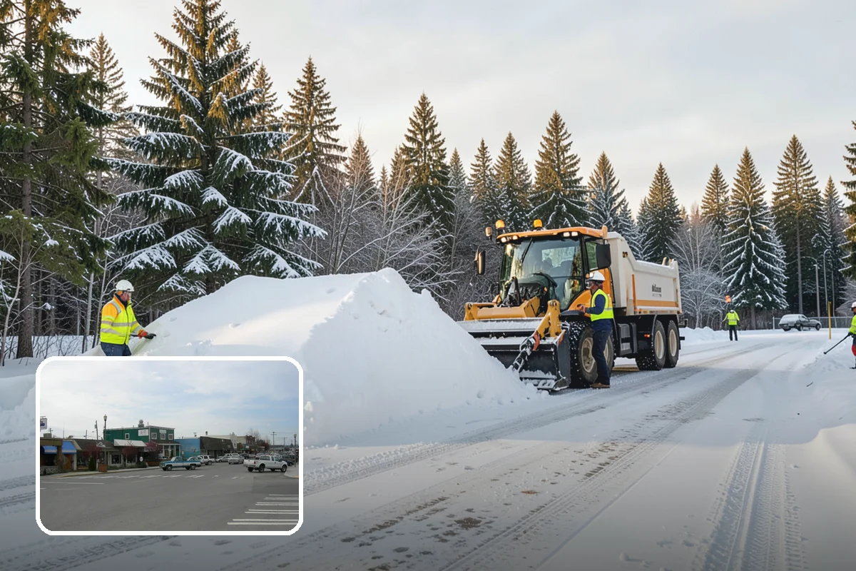 Car Dealership Parking Lot Snow Removal in Stanwood, Snohomish County, WA - Customer parking, showroom, and service drives stay open
