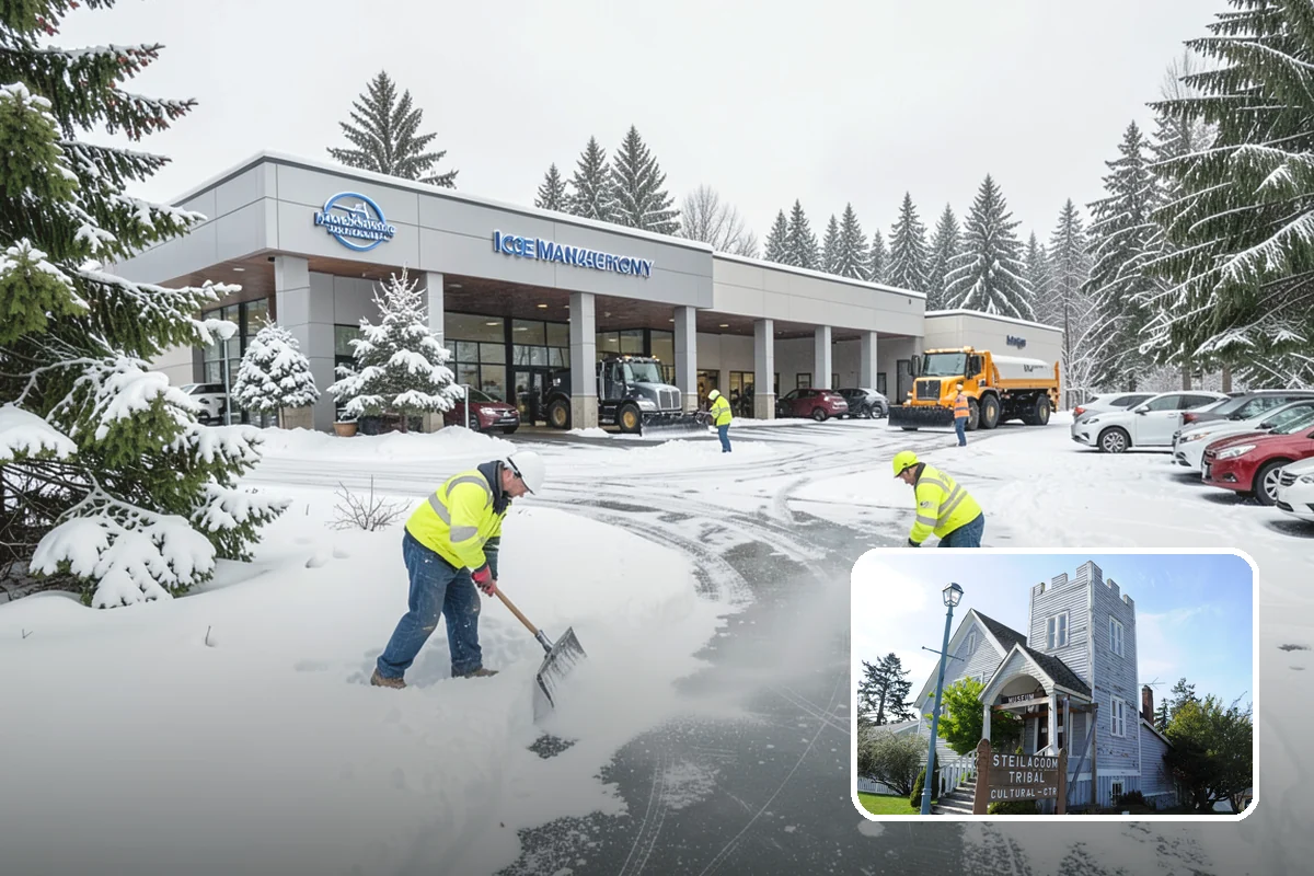 Car Dealership Parking Lot Snow Removal in Steilacoom, Pierce County, WA - Customer parking, showroom, and service drives stay open