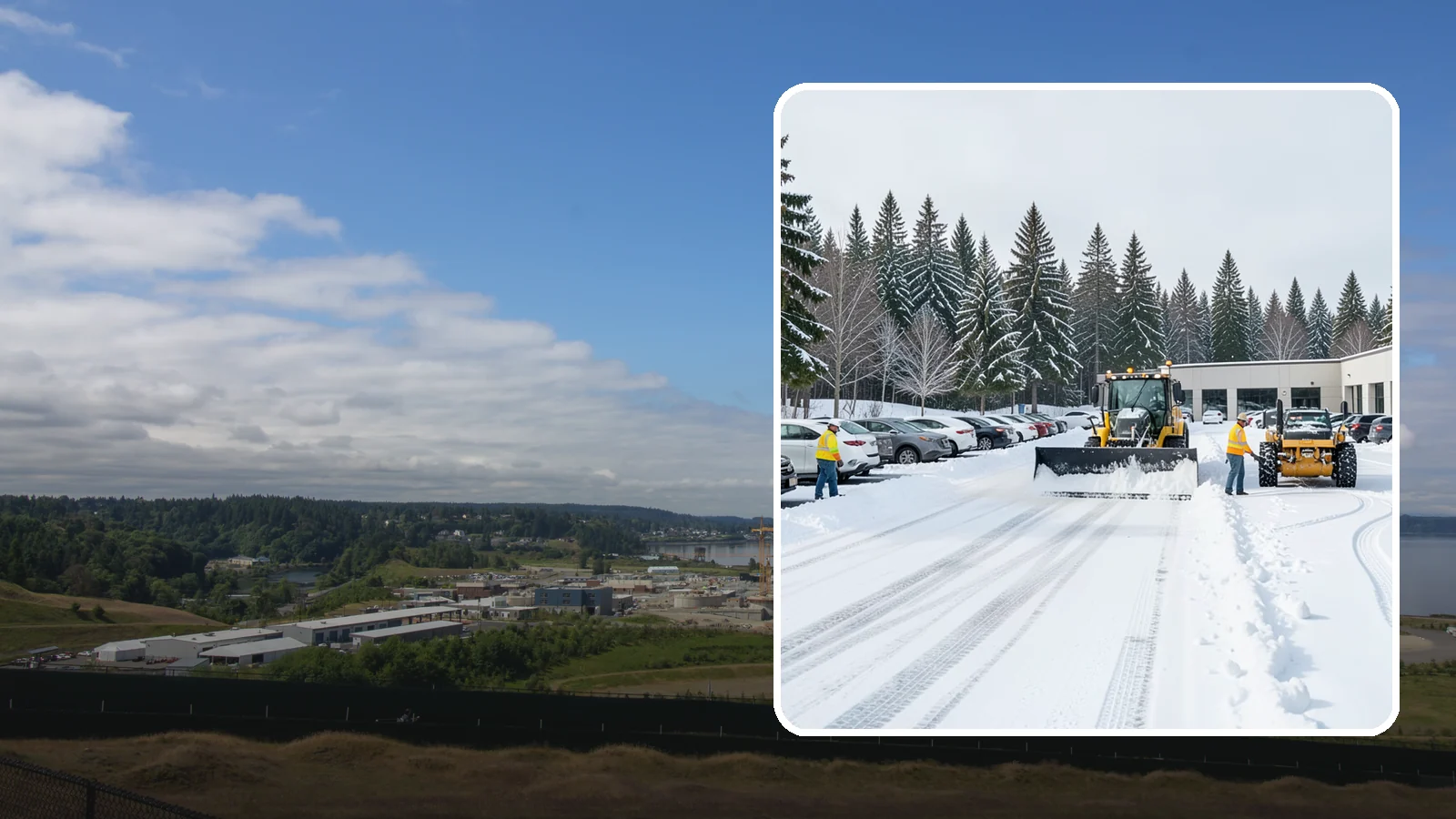 Car Dealership Parking Lot Snow Removal in University Place, Pierce County, WA - We clear dealership lots and inventory rows so Western Washington shoppers browse and buy through winter weather.