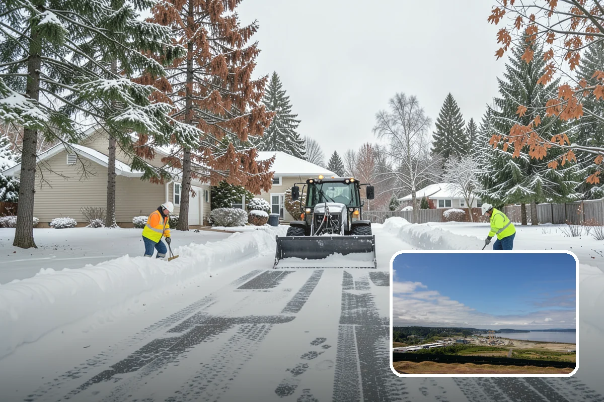 Car Dealership Parking Lot Snow Removal in University Place, Pierce County, WA - Customer parking, showroom, and service drives stay open