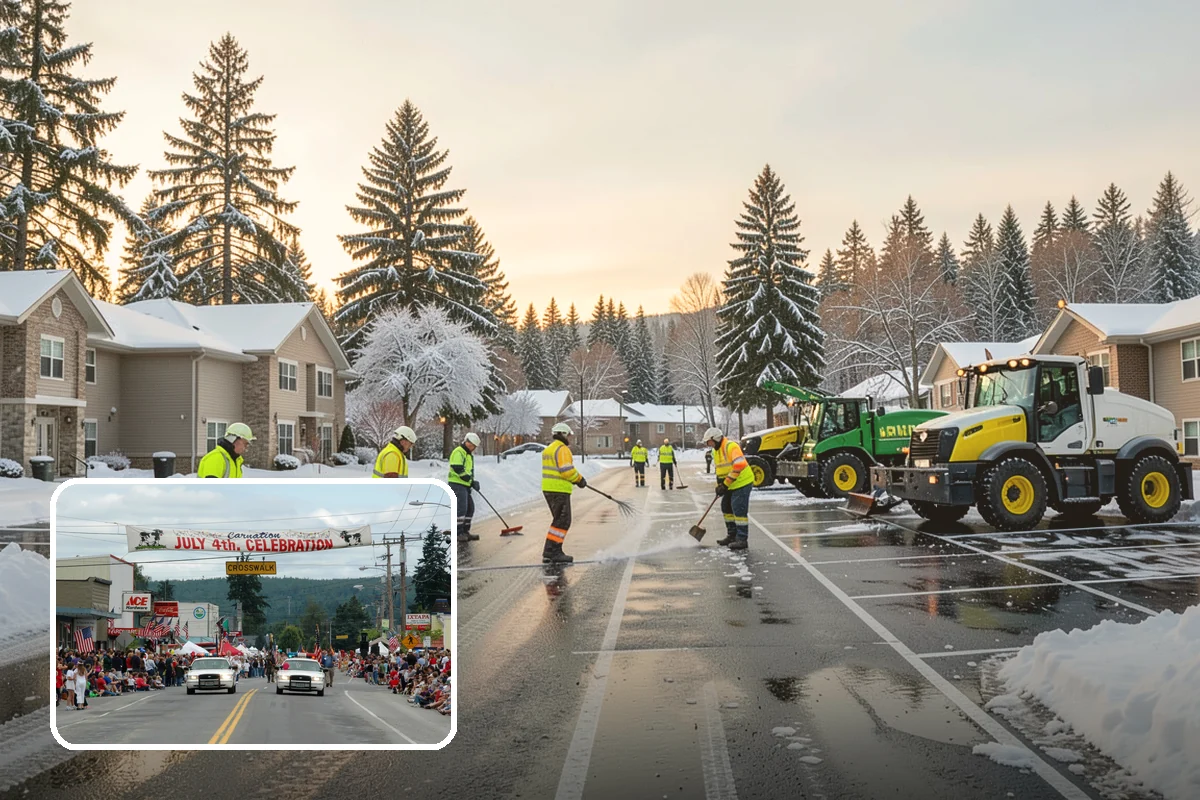 Car Dealership Sidewalk Clearing in Carnation, King County, WA - Showroom and service walks cleared for arriving customers