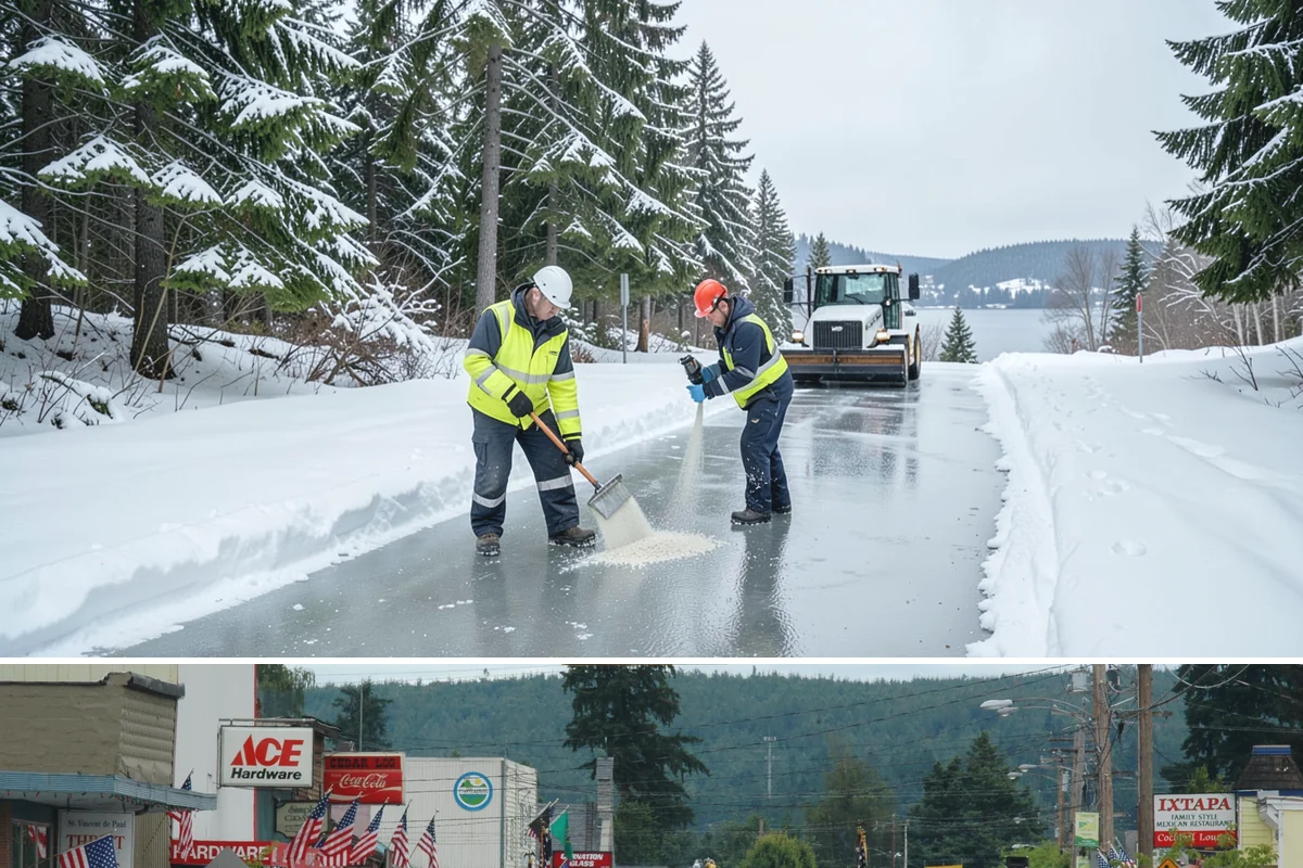 Car Dealership Sidewalk Clearing in Carnation, King County, WA - Dealership demand runs December through February, when overnight drizzle glazes smooth showroom entrances before customers arrive.