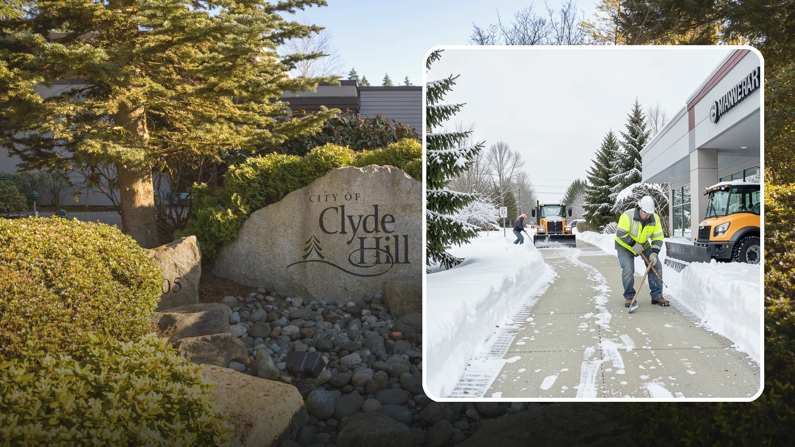 Car Dealership Sidewalk Clearing in Clyde Hill, King County, WA - Showroom and service-entrance sidewalk clearing for Western Washington car dealerships, keeping customer walks safe and the...