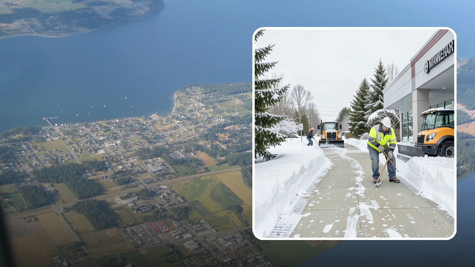 Car Dealership Sidewalk Clearing in Coupeville, Island County, WA - Showroom and service-entrance sidewalk clearing for Western Washington car dealerships, keeping customer walks safe and the...