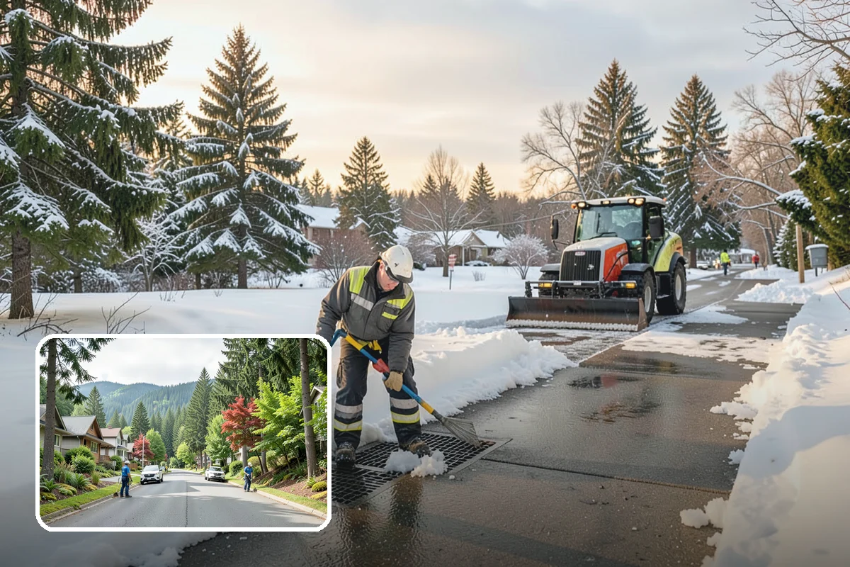 Car Dealership Sidewalk Clearing in Darrington, Snohomish County, WA - Showroom and service walks cleared for arriving customers