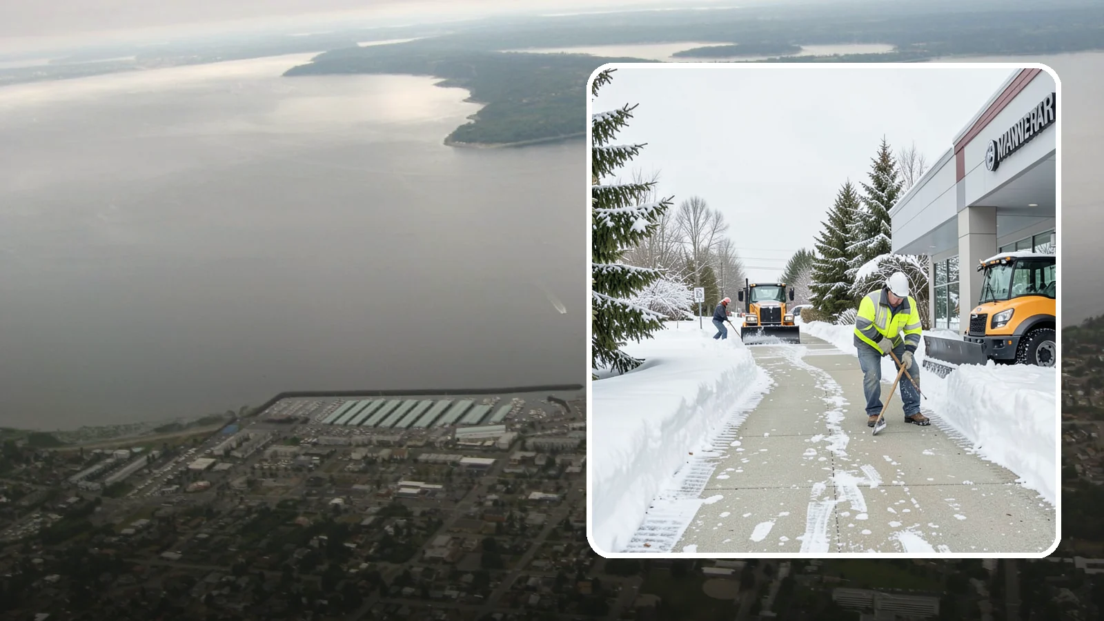 Car Dealership Sidewalk Clearing in Des Moines, King County, WA - Showroom and service-entrance sidewalk clearing for Western Washington car dealerships, keeping customer walks safe and the...