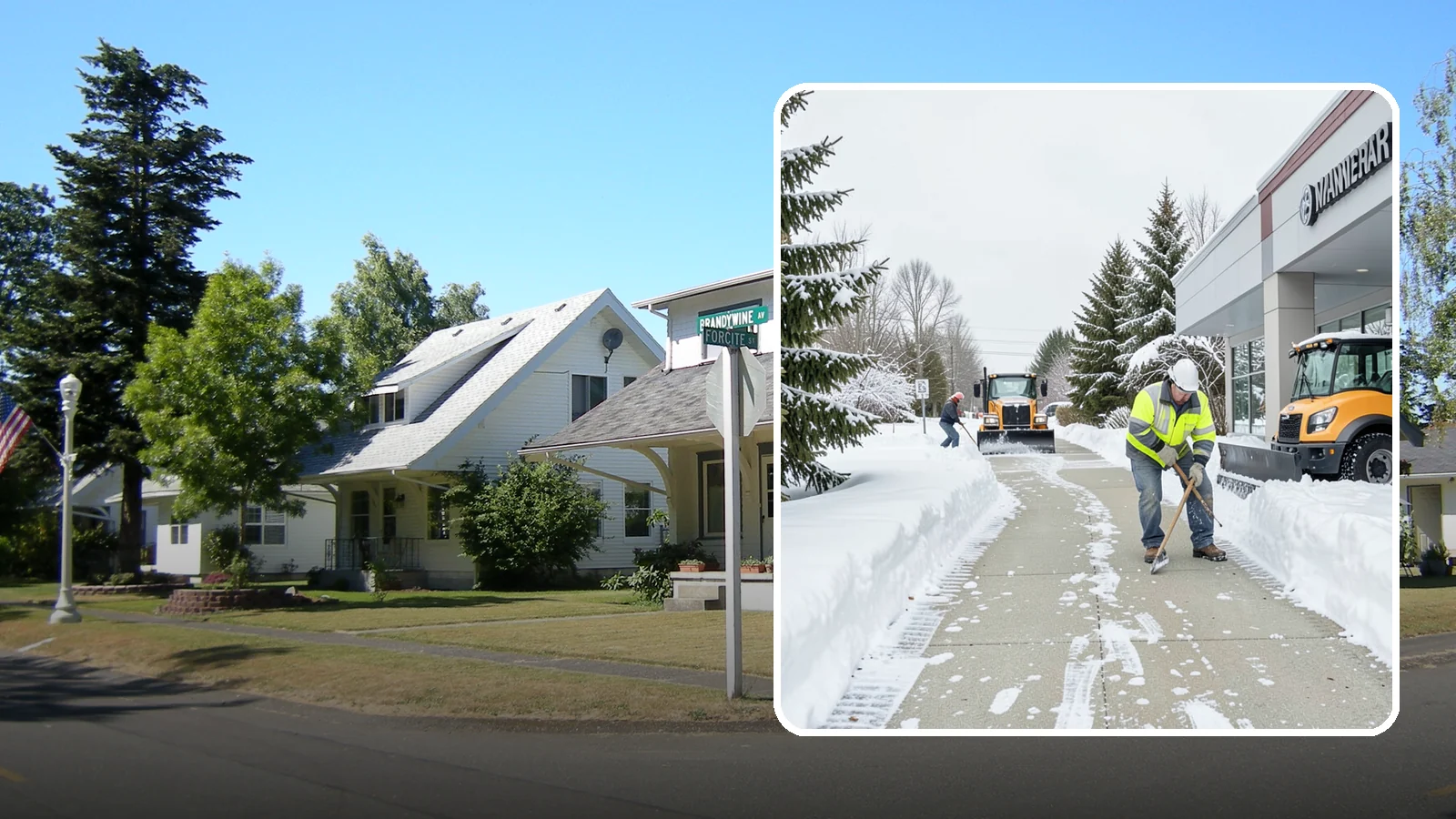 Car Dealership Sidewalk Clearing in DuPont, Pierce County, WA - Showroom and service-entrance sidewalk clearing for Western Washington car dealerships, keeping customer walks safe and the...