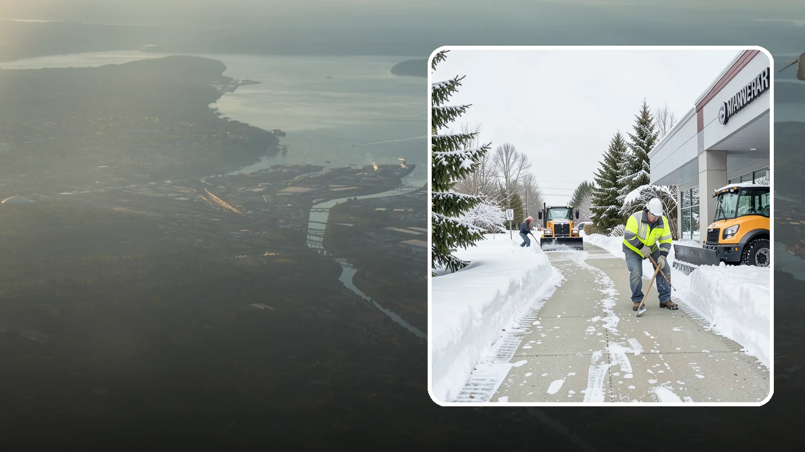Car Dealership Sidewalk Clearing in Fife, Pierce County, WA - Showroom and service-entrance sidewalk clearing for Western Washington car dealerships, keeping customer walks safe and the...